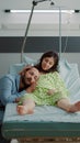 Caucasian couple expecting child in hospital ward Royalty Free Stock Photo