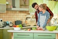 Caucasian couple in the kitchen. Royalty Free Stock Photo
