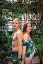 Young couple of soon to be parents at tropical forest Royalty Free Stock Photo