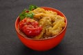 Caucasian cuisine - baked eggplant and tomato