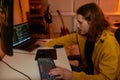 Caucasian IT developer programming script or code Royalty Free Stock Photo