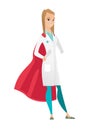 Caucasian doctor wearing a red superhero cloak.