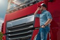 Caucasian Euro Semi Truck Driver Royalty Free Stock Photo