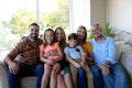 Caucasian family in the living room at home Royalty Free Stock Photo