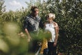 A Caucasian family is spending time at the farm together Royalty Free Stock Photo