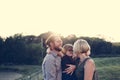 A Caucasian family is spending time at the farm together Royalty Free Stock Photo