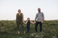 A Caucasian family is spending time at the farm together Royalty Free Stock Photo