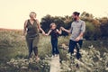 Caucasian family spending time outdoors Royalty Free Stock Photo