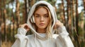 Caucasian female athlete listening to music outdoors for enhanced outdoor fitness