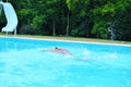 Caucasian female swimmer doing laps in a pool Royalty Free Stock Photo