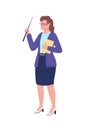 Caucasian female teacher flat color vector faceless character