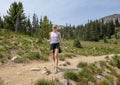 Caucasian forty-five yearold mother enjoying a hike in Mount Rainier National Park, Washington Royalty Free Stock Photo