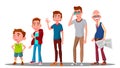 Caucasian Generation Male Vector. Grandfather, Father, Son, Grandson, Baby Vector. Isolated Illustration
