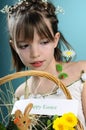 Caucasian girl wishing happy easter Royalty Free Stock Photo