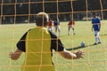 Caucasian Goalkeeper Ready To Save A Shot