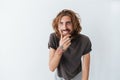 Caucasian handsome young bearded happy man Royalty Free Stock Photo