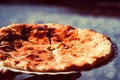 Caucasian khychin bread pie with meat close