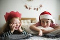 Caucasian kids enjoying Christmas holiday Royalty Free Stock Photo
