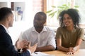 Caucasian lawyer or financial advisor consulting young african couple Royalty Free Stock Photo