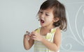 Caucasian little girl playing at home Royalty Free Stock Photo