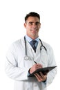 Caucasian male doctor on white background Royalty Free Stock Photo