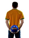 Caucasian man brazilian brazil holding soccer ball