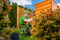 Man Building Large Wood Made Planter