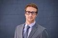 Caucasian, man and business with glasses in studio for paralegal work, clerk or assistant or counsel. Businessman and