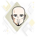 Caucasian man face, vector human head illustration. Attractive h