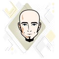 Caucasian man face, vector human head illustration. Attractive h