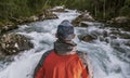 Caucasian Man Facing Wilderness River