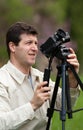Caucasian man filming Royalty Free Stock Photo