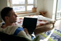 Caucasian Man, Freelancer During The Work In Home Office While Quarantine.