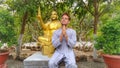 Caucasian Man with Glasses Praying Royalty Free Stock Photo