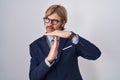 Caucasian man with mustache wearing business clothes doing time out gesture with hands, frustrated and serious face Royalty Free Stock Photo