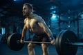 Caucasian man practicing in weightlifting in gym Royalty Free Stock Photo