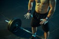 Caucasian man practicing in weightlifting in gym Royalty Free Stock Photo