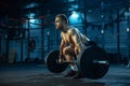 Caucasian man practicing in weightlifting in gym Royalty Free Stock Photo