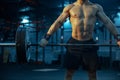 Caucasian man practicing in weightlifting in gym Royalty Free Stock Photo