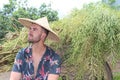 Caucasian man in rural Asian village