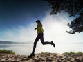 Caucasian man training on the beach in morning Royalty Free Stock Photo