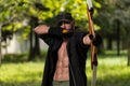 Caucasian Man Training With The Bow Royalty Free Stock Photo