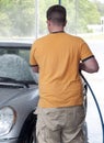 Caucasian Man Washes Car Royalty Free Stock Photo