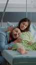 Caucasian man and woman expecting child in hospital ward Royalty Free Stock Photo