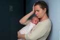 mother with baby suffering from post natal depression Royalty Free Stock Photo