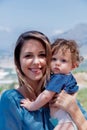 Caucasian mother with a child have a vacation on Crete Royalty Free Stock Photo