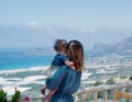 Caucasian mother with a child have a vacation on Crete Royalty Free Stock Photo