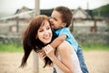 Multi-Ethnic family relaxing together outdoors Royalty Free Stock Photo