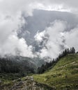 Caucasian mountains in the clouds