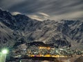 Caucasian mountains in Georgia night lanscape with stars and mikly way Royalty Free Stock Photo